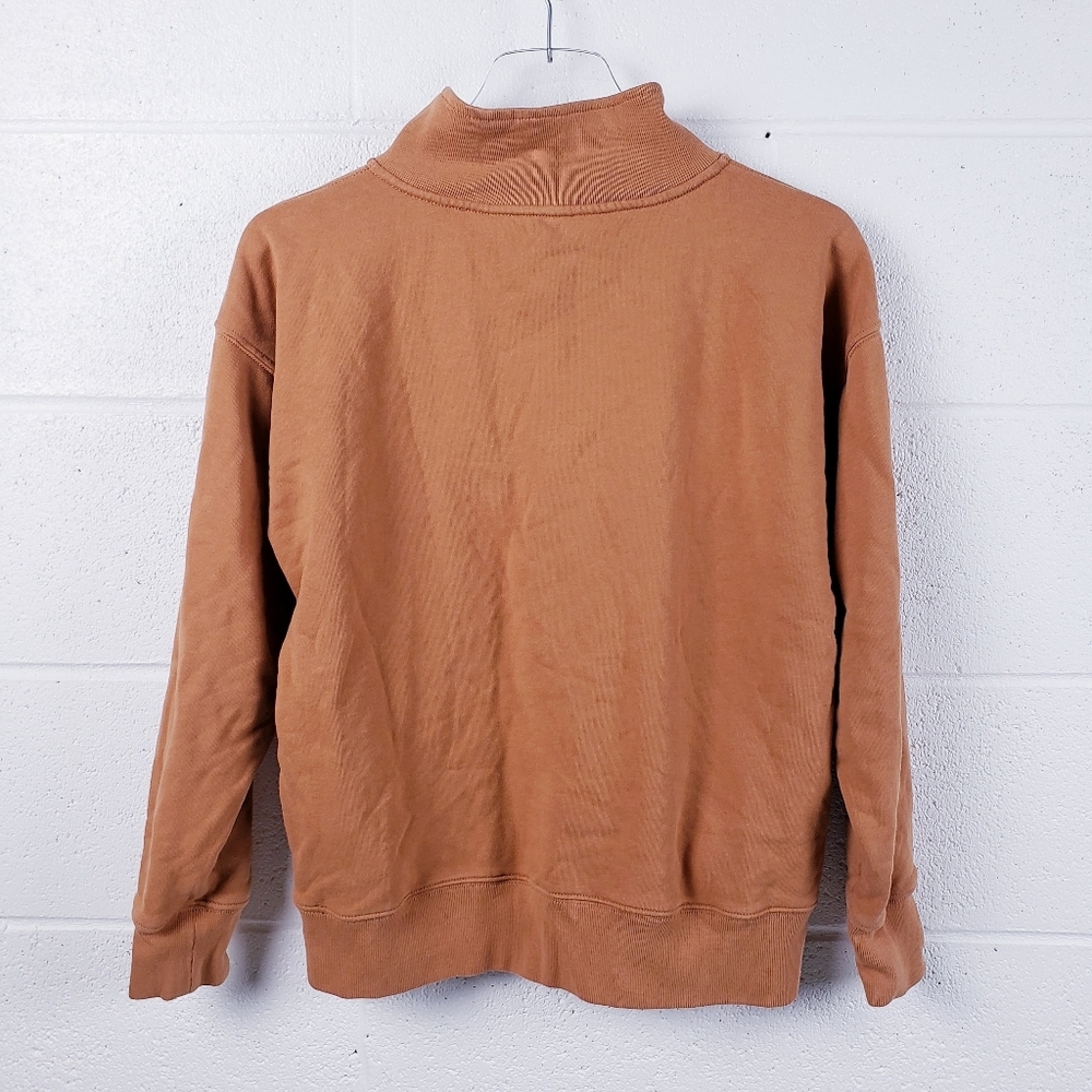 J. Crew University Terry Half-Zip Cropped Sweatshirt Mock Neck Size XS Clay - Picture 3 of 10